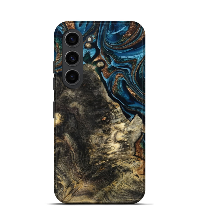 Galaxy S23 Wood Live Edge Phone Case - Maxine (Teal & Gold, 801117)