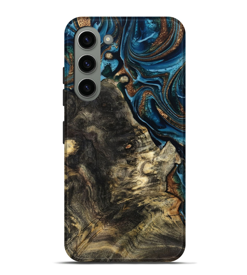 Galaxy S23 Plus Wood Live Edge Phone Case - Maxine (Teal & Gold, 801117)