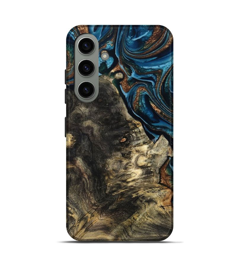 Galaxy S24 Wood Live Edge Phone Case - Maxine (Teal & Gold, 801117)