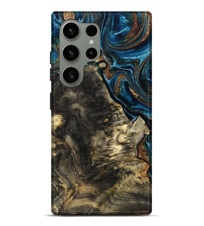 Galaxy S24 Ultra Wood Live Edge Phone Case - Maxine (Teal & Gold, 801117)