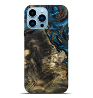 iPhone 14 Pro Max Wood Live Edge Phone Case - Maxine (Teal & Gold, 801117)