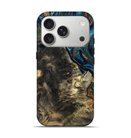 iPhone 17 Pro Wood Live Edge Phone Case - Maxine (Teal & Gold, 801117)