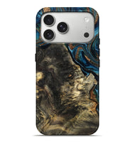 iPhone 17 Pro Max Wood Live Edge Phone Case - Maxine (Teal & Gold, 801117)