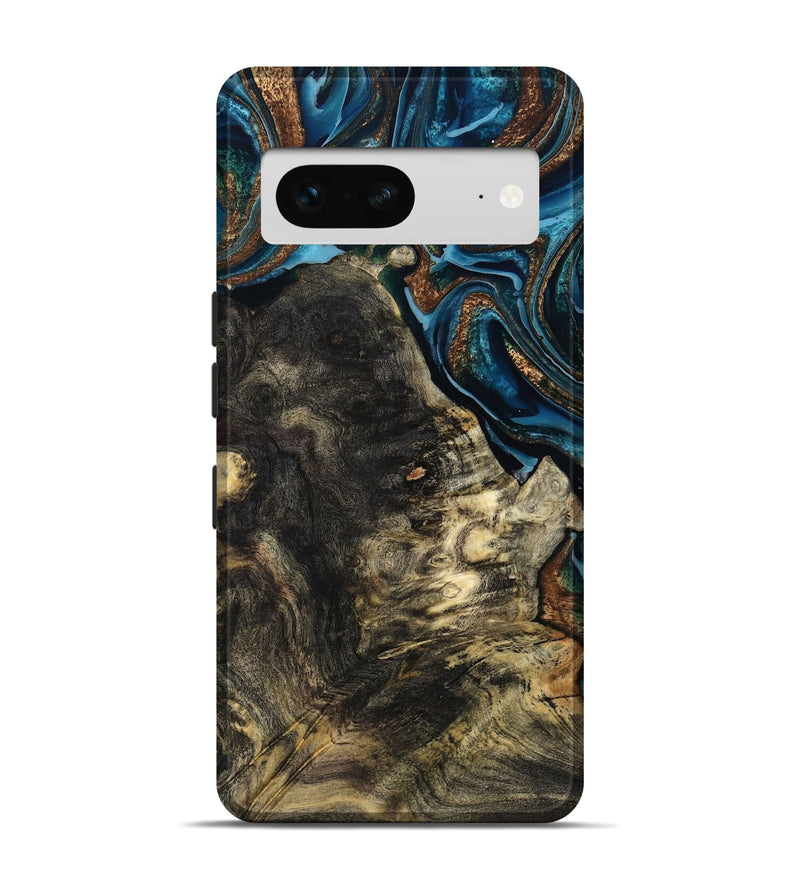 Pixel 7 Wood Live Edge Phone Case - Maxine (Teal & Gold, 801117)
