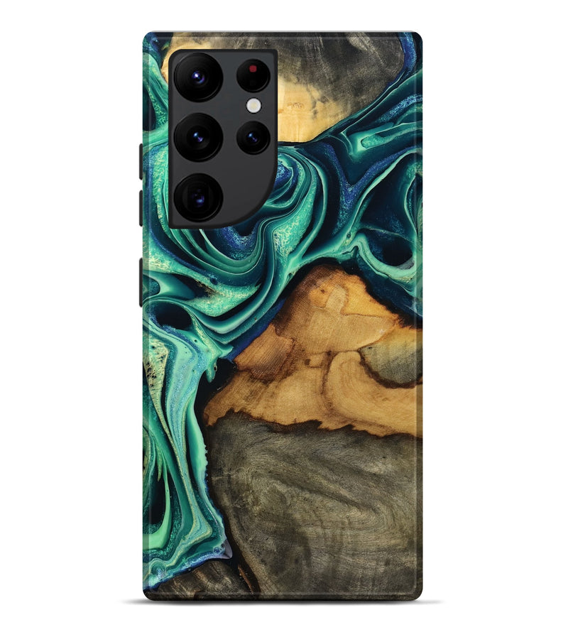 Galaxy S22 Ultra Wood Live Edge Phone Case - Jream (Green, 801119)