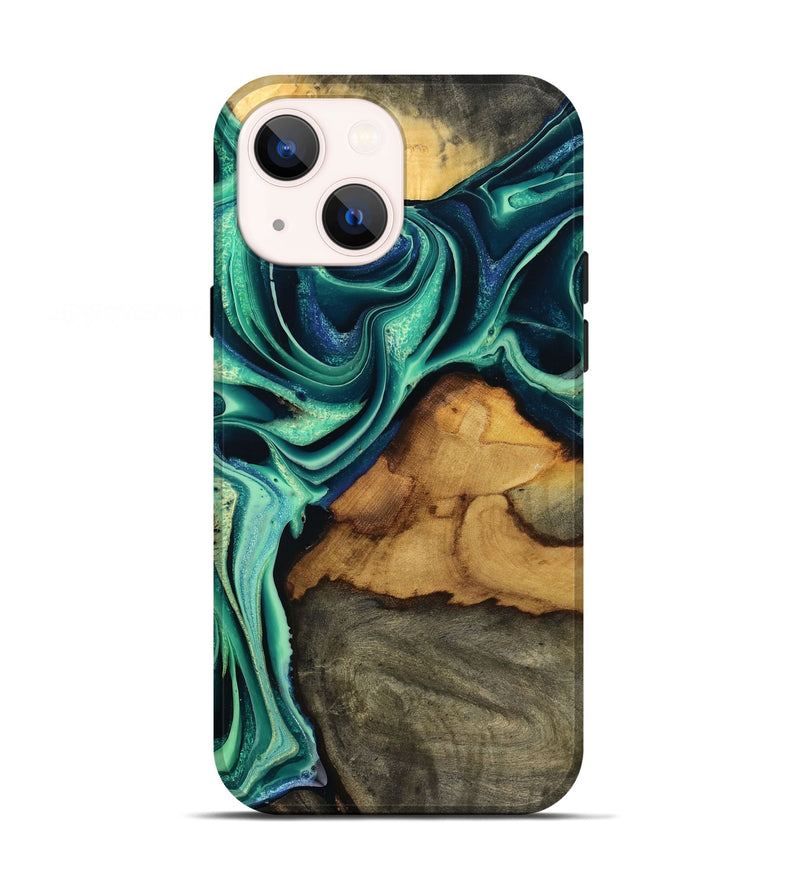 iPhone 13 Wood Live Edge Phone Case - Jream (Green, 801119)