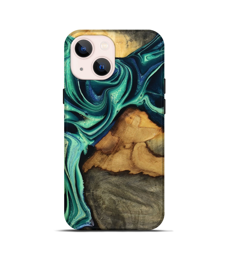 iPhone 13 mini Wood Live Edge Phone Case - Jream (Green, 801119)