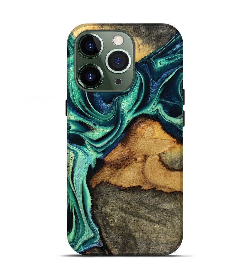 iPhone 13 Pro Wood Live Edge Phone Case - Jream (Green, 801119)