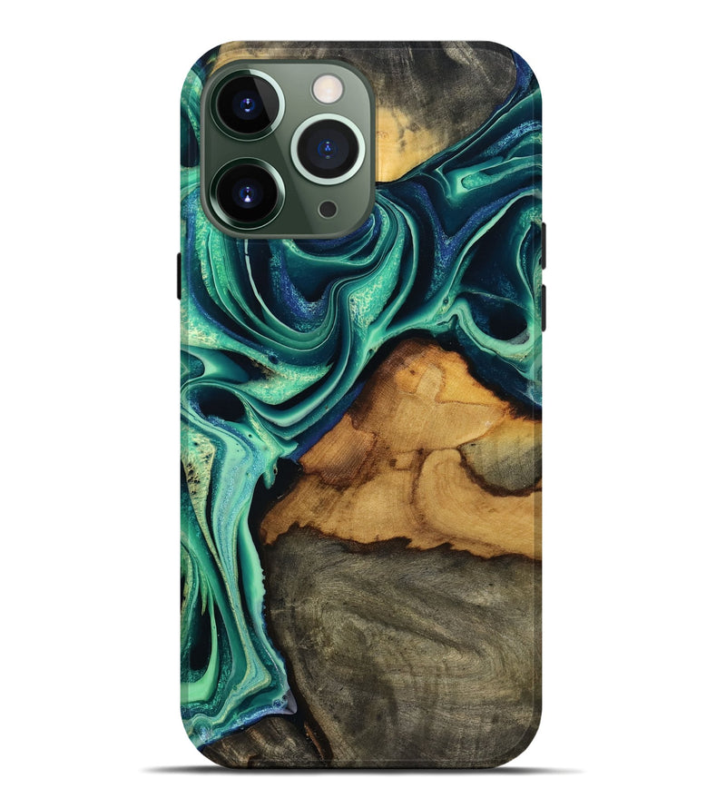 iPhone 13 Pro Max Wood Live Edge Phone Case - Jream (Green, 801119)