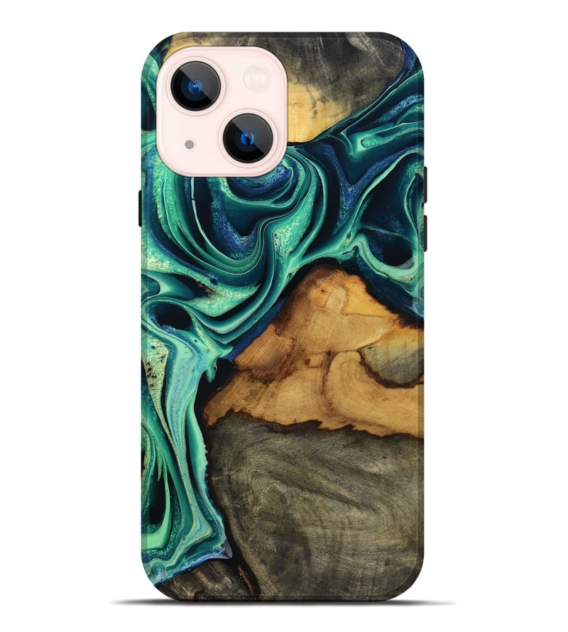 iPhone 14 Plus Wood Live Edge Phone Case - Jream (Green, 801119)
