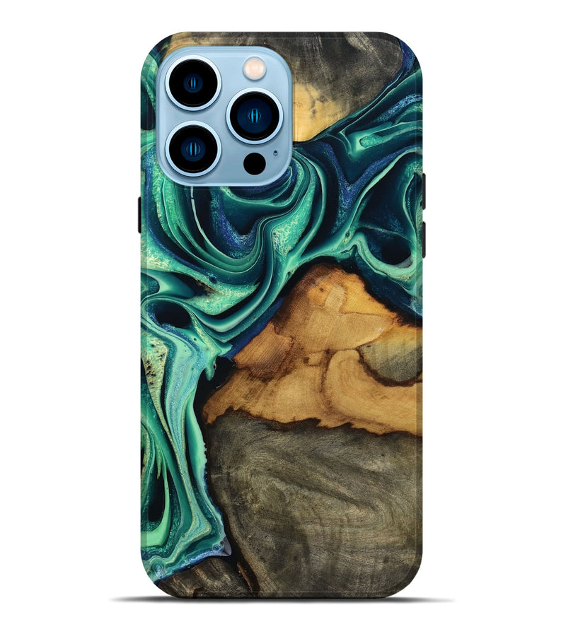 iPhone 14 Pro Max Wood Live Edge Phone Case - Jream (Green, 801119)