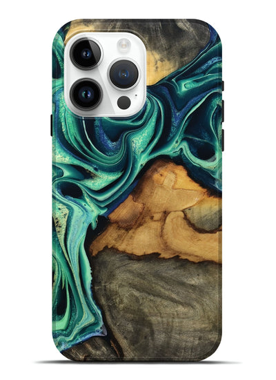 iPhone 15 Pro Max Wood Live Edge Phone Case - Jream (Green, 801119)