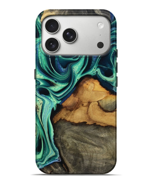 iPhone 17 Pro Max Wood Live Edge Phone Case - Jream (Green, 801119)