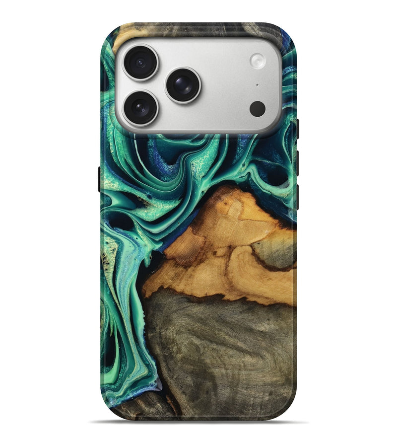 iPhone 17 Pro Max Wood Live Edge Phone Case - Jream (Green, 801119)