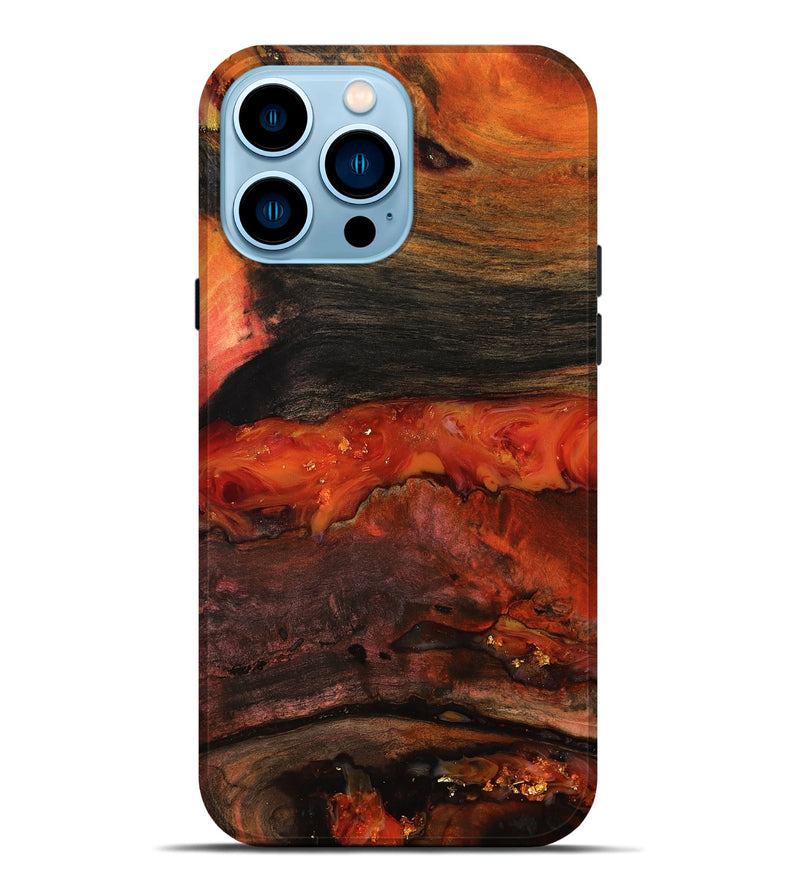 iPhone 14 Pro Max Wood Live Edge Phone Case - Shyann (Red, 801120)