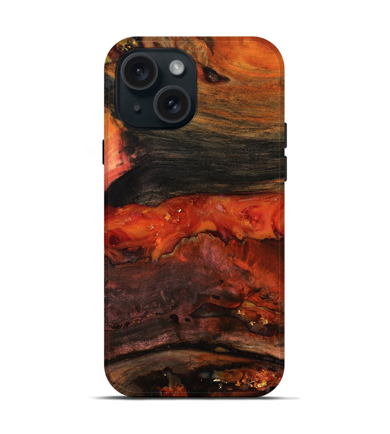 iPhone 15 Wood Live Edge Phone Case - Shyann (Red, 801120)