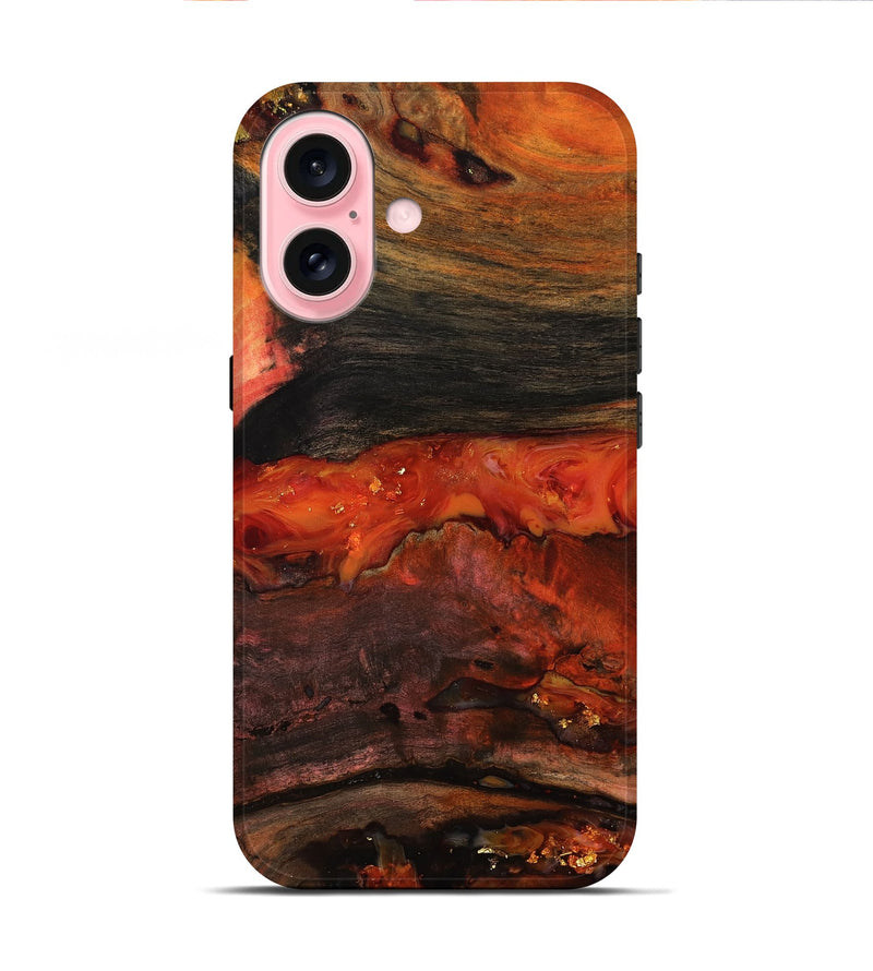 iPhone 16 Wood Live Edge Phone Case - Shyann (Red, 801120)