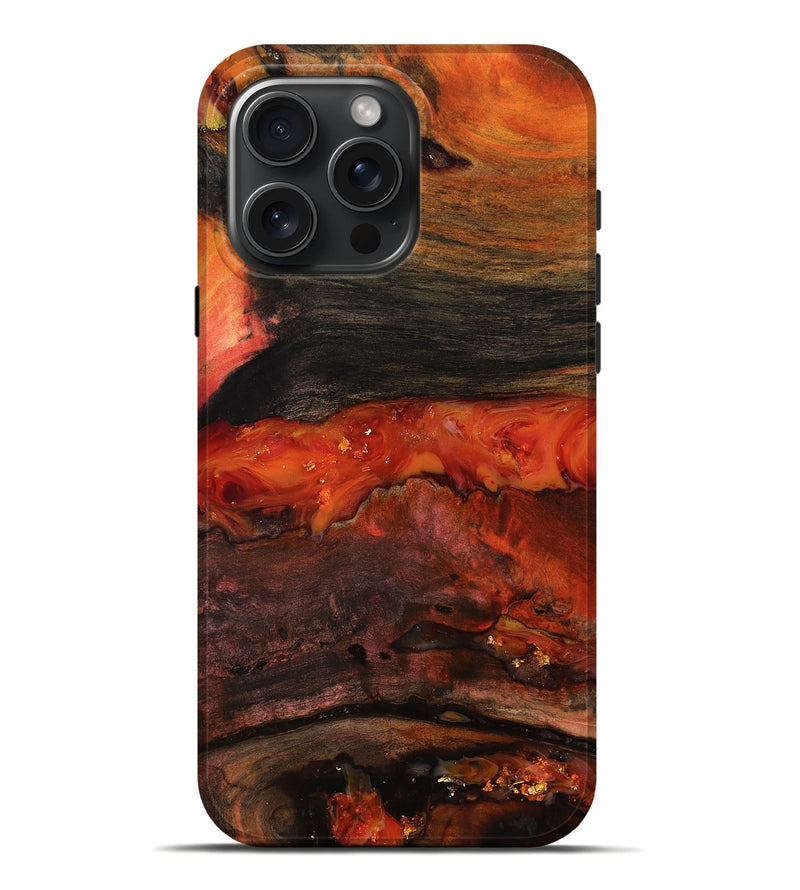 iPhone 16 Pro Max Wood Live Edge Phone Case - Shyann (Red, 801120)
