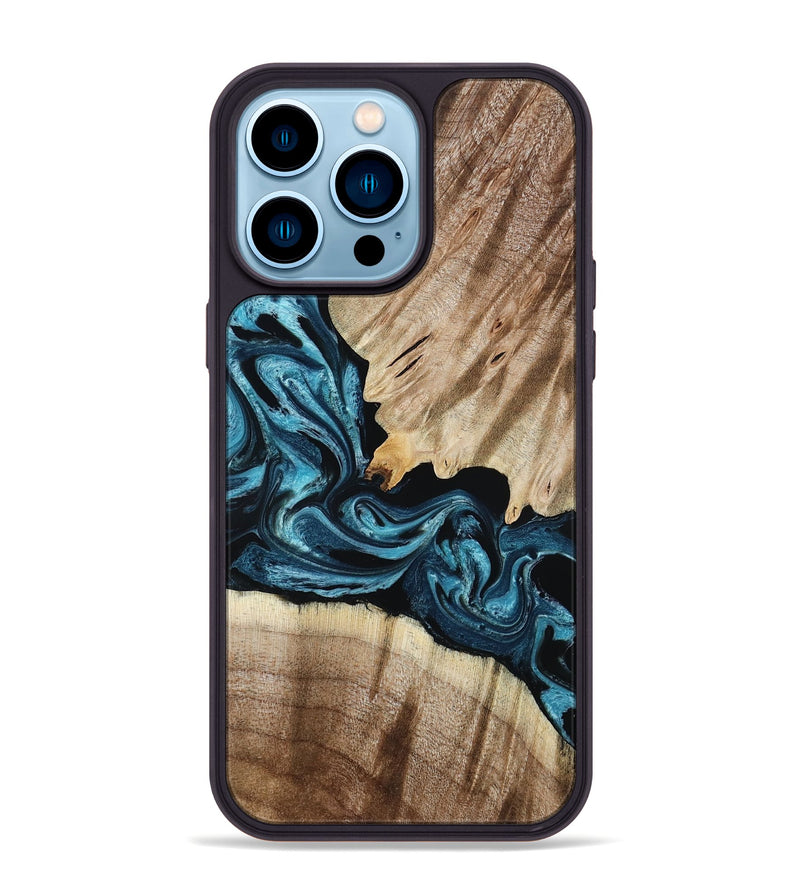 iPhone 14 Pro Max Wood Phone Case - Bernie (Blue, 801220)
