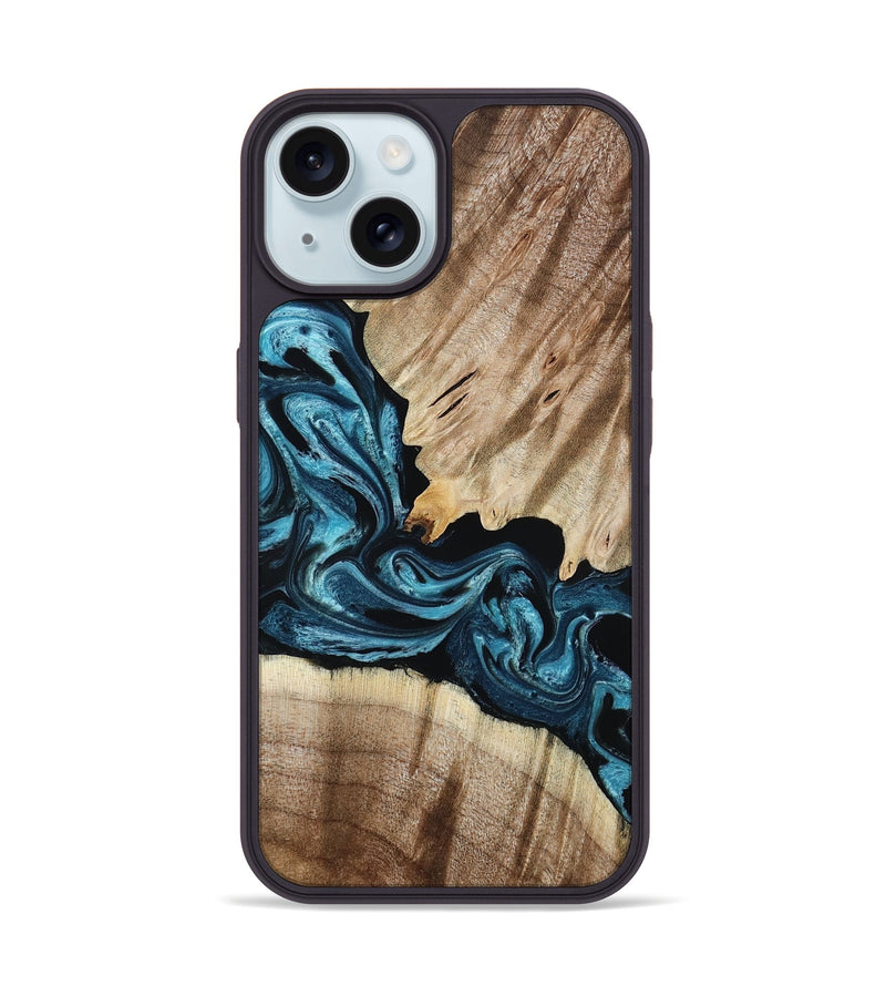iPhone 15 Wood Phone Case - Bernie (Blue, 801220)