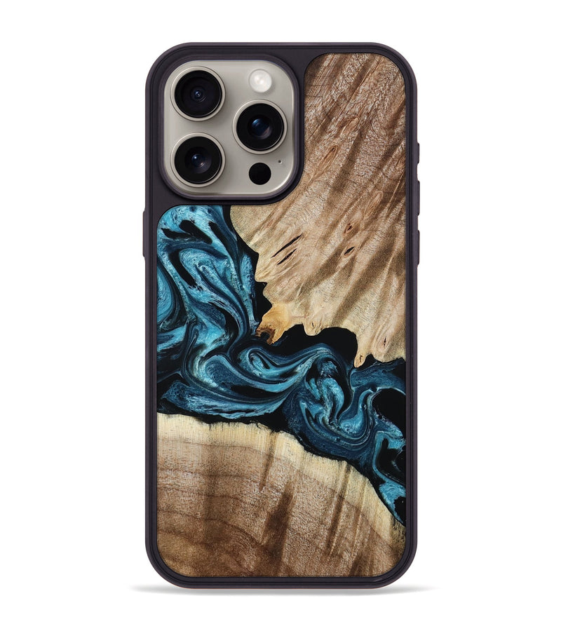 iPhone 15 Pro Max Wood Phone Case - Bernie (Blue, 801220)
