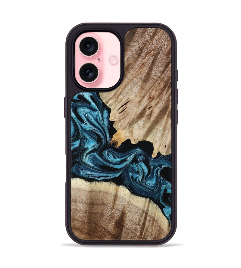 iPhone 16 Wood Phone Case - Bernie (Blue, 801220)