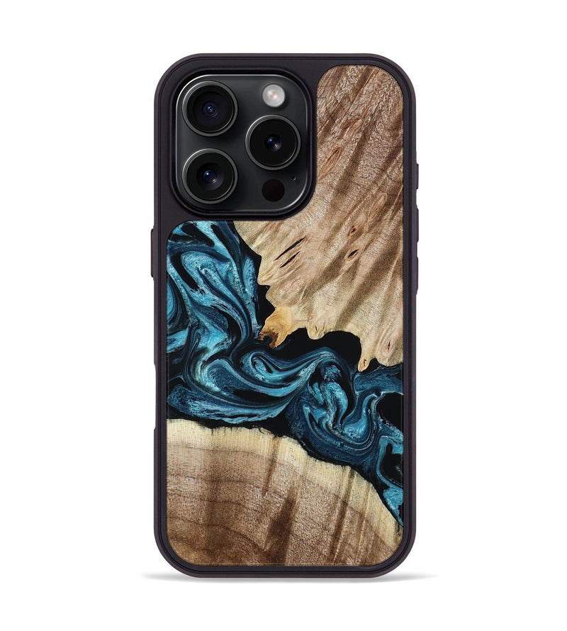 iPhone 16 Pro Wood Phone Case - Bernie (Blue, 801220)