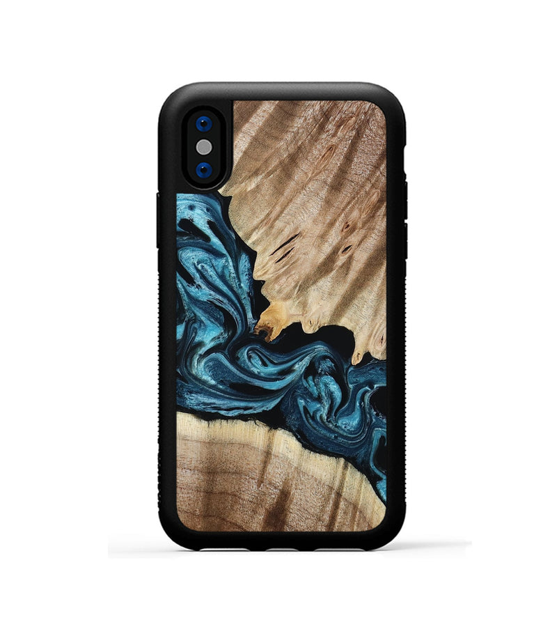 iPhone Xs Wood Phone Case - Bernie (Blue, 801220)