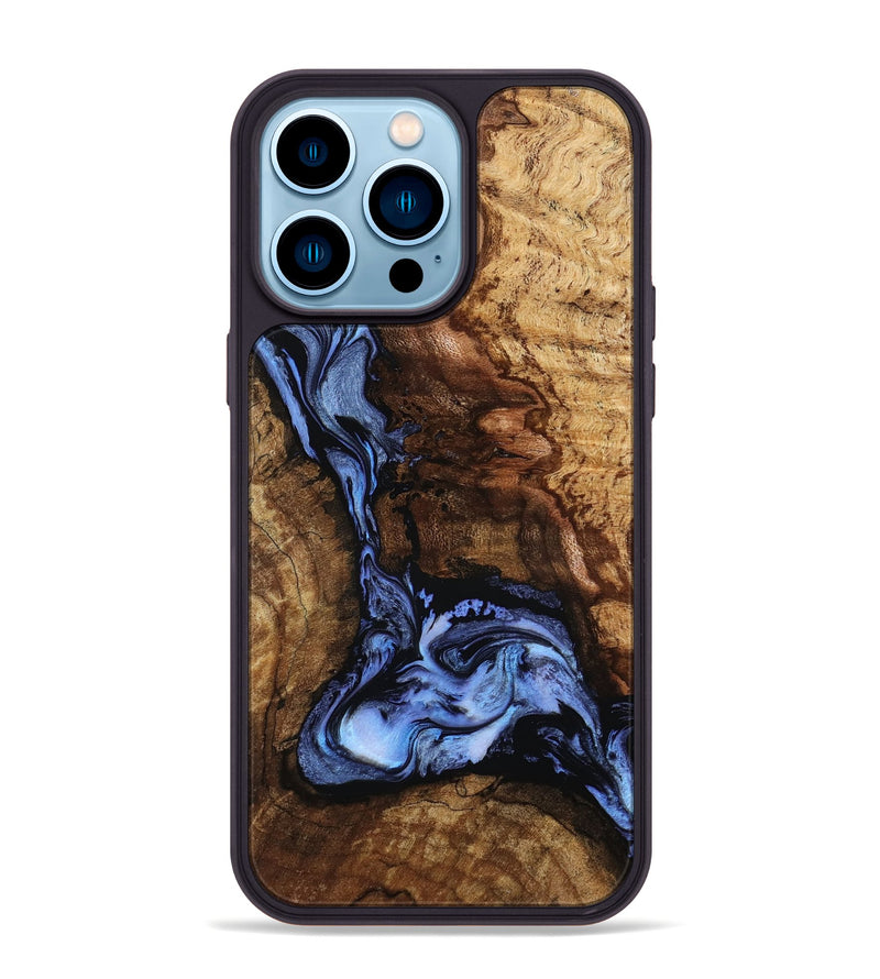 iPhone 14 Pro Max Wood Phone Case - Ladonna (Blue, 801221)