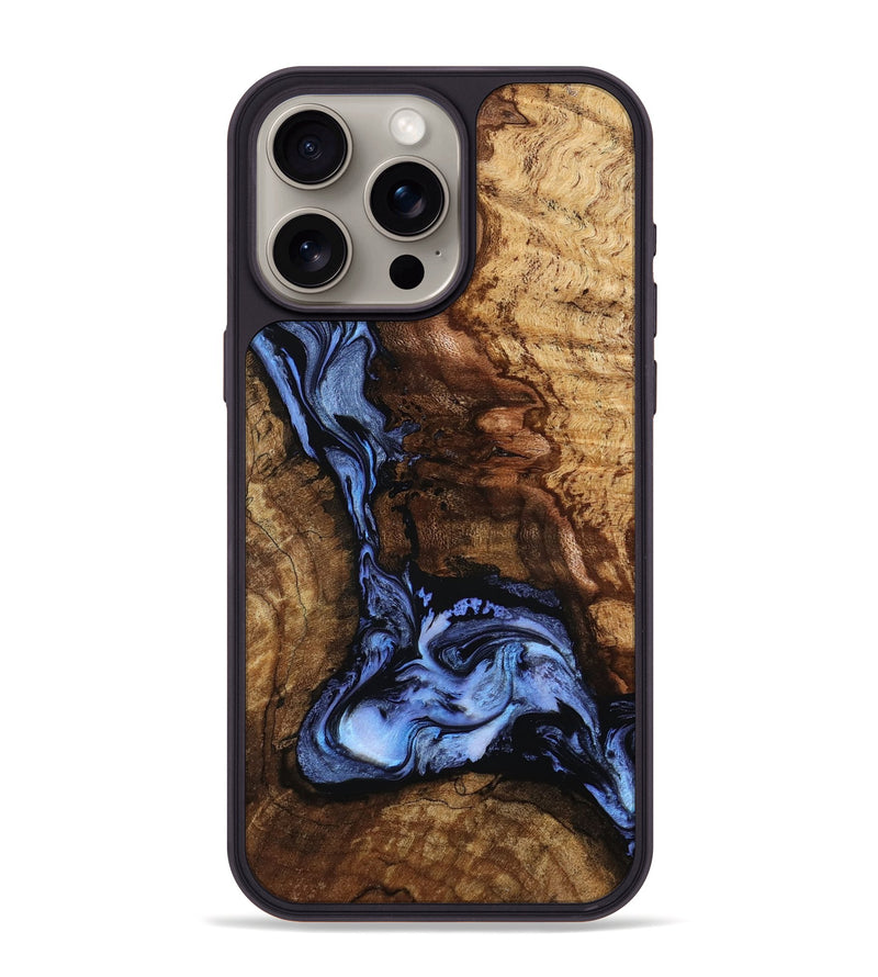 iPhone 15 Pro Max Wood Phone Case - Ladonna (Blue, 801221)