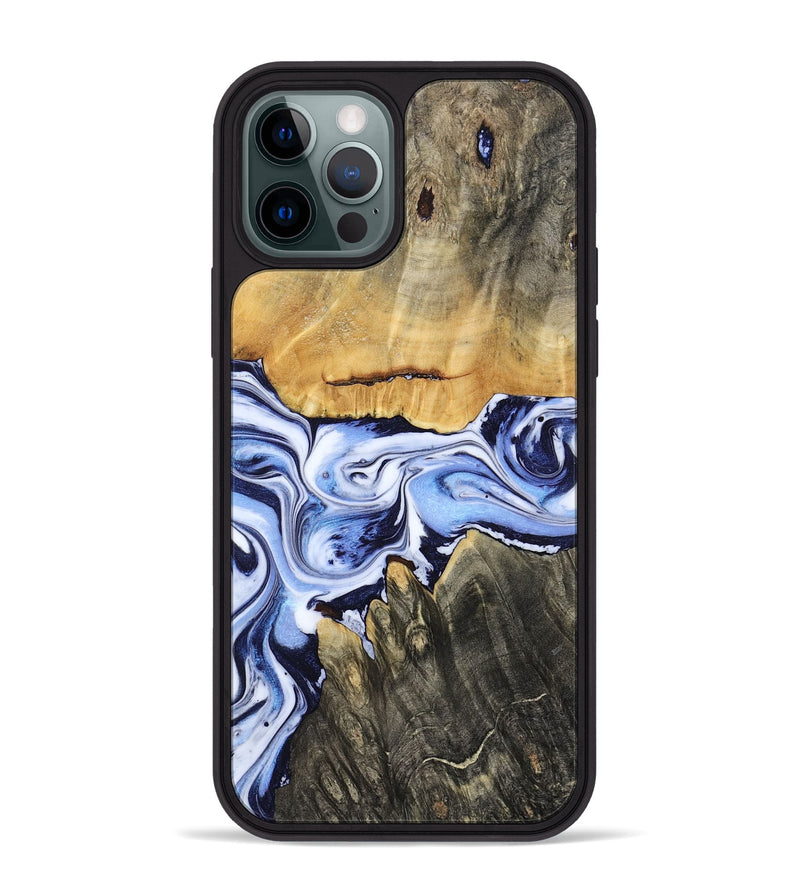 iPhone 12 Pro Max Wood Phone Case - Son (Blue, 801222)
