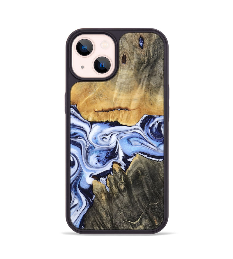 iPhone 14 Wood Phone Case - Son (Blue, 801222)