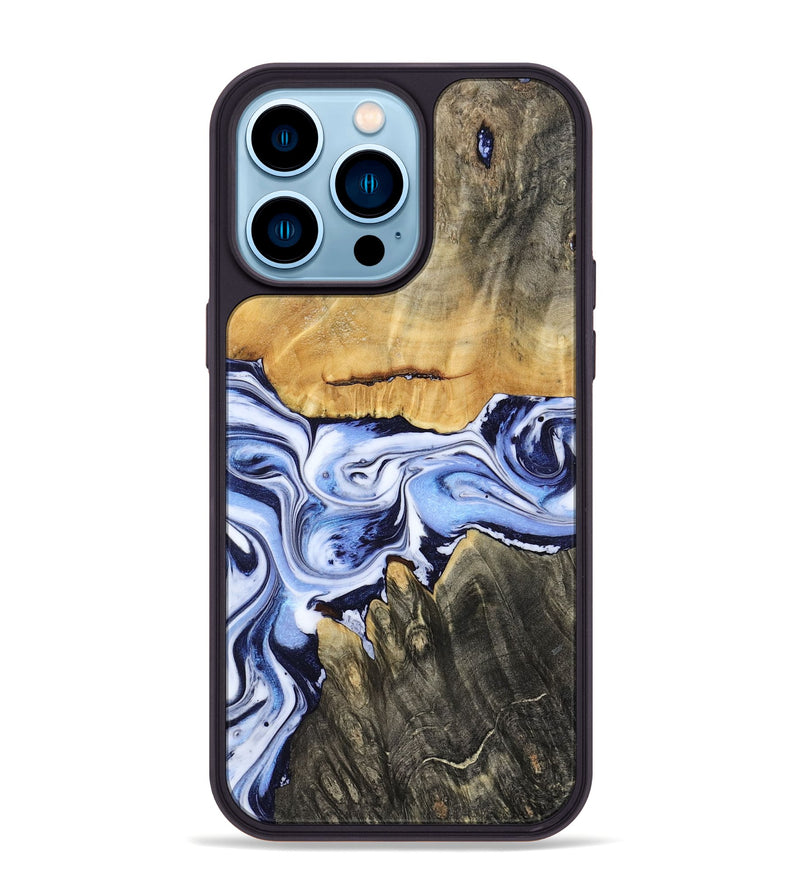 iPhone 14 Pro Max Wood Phone Case - Son (Blue, 801222)