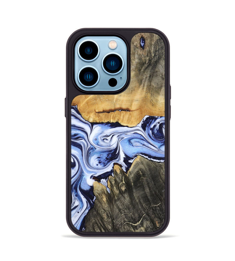 iPhone 14 Pro Wood Phone Case - Son (Blue, 801222)