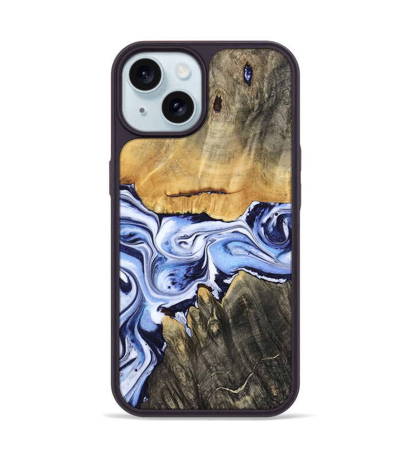 iPhone 15 Wood Phone Case - Son (Blue, 801222)