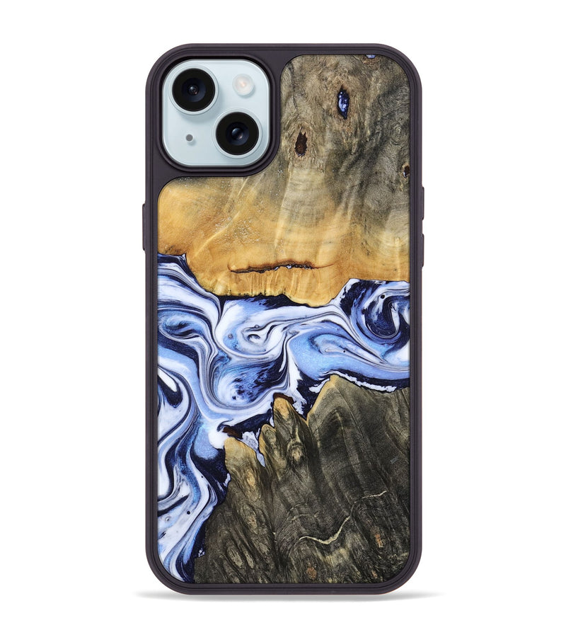 iPhone 15 Plus Wood Phone Case - Son (Blue, 801222)