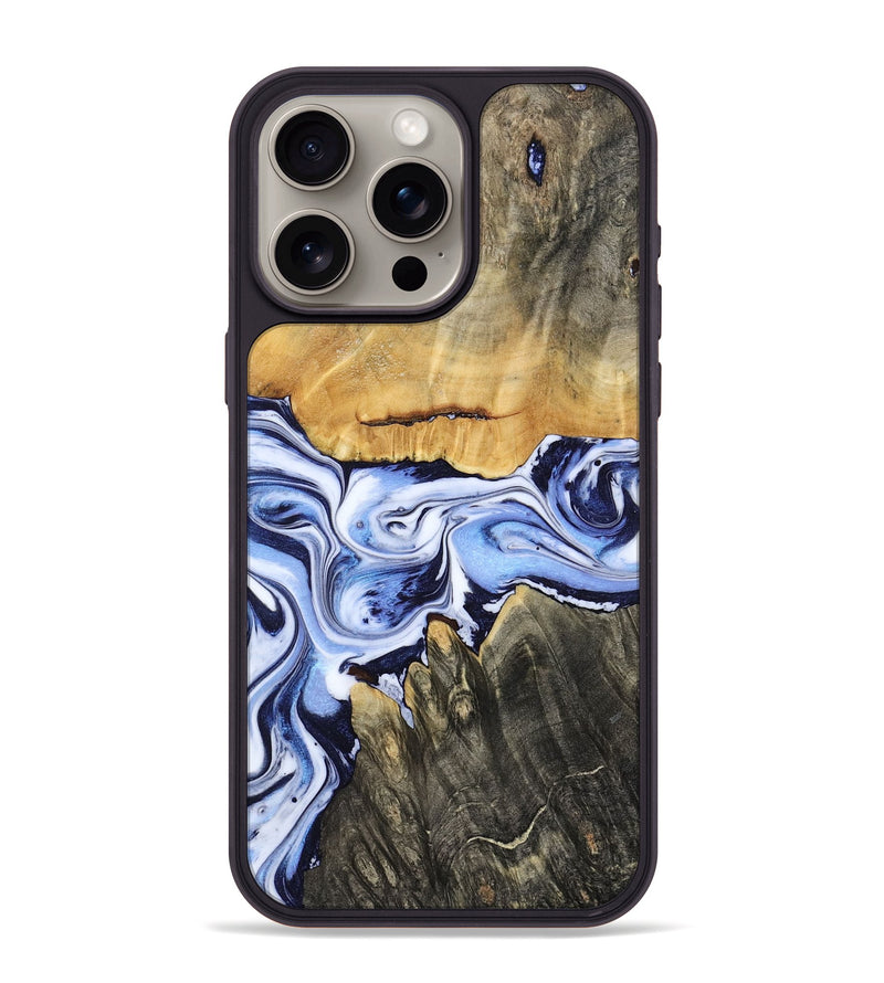 iPhone 15 Pro Max Wood Phone Case - Son (Blue, 801222)