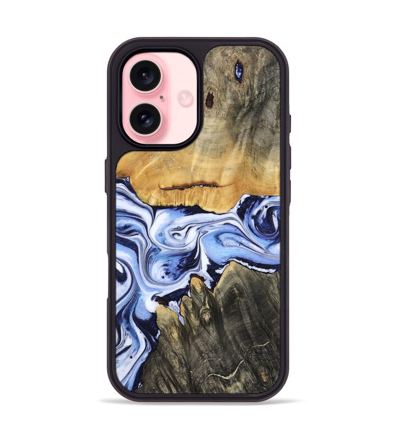 iPhone 16 Wood Phone Case - Son (Blue, 801222)