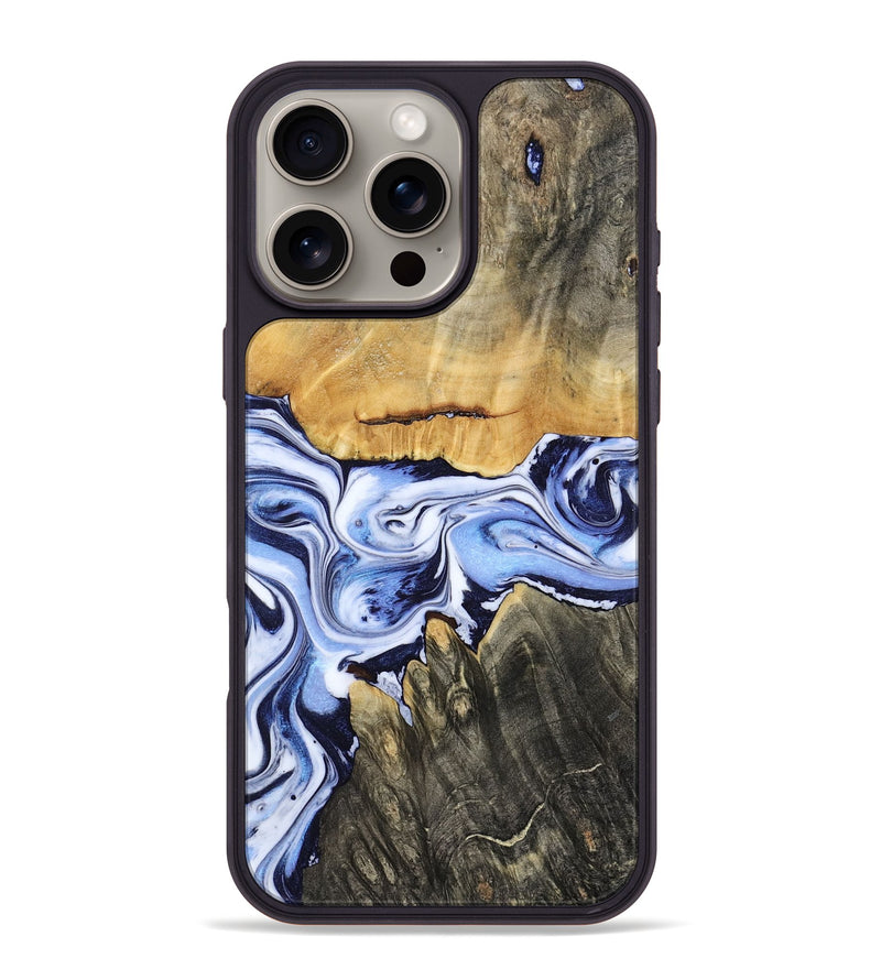iPhone 16 Pro Max Wood Phone Case - Son (Blue, 801222)