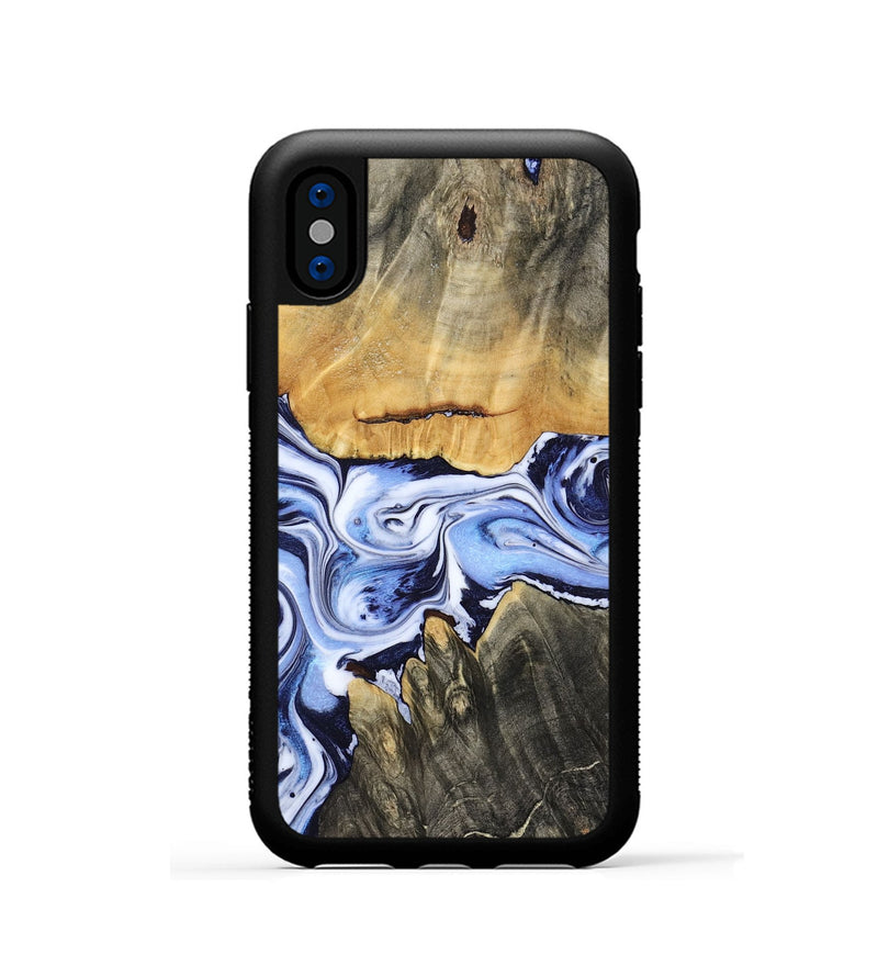 iPhone Xs Wood Phone Case - Son (Blue, 801222)