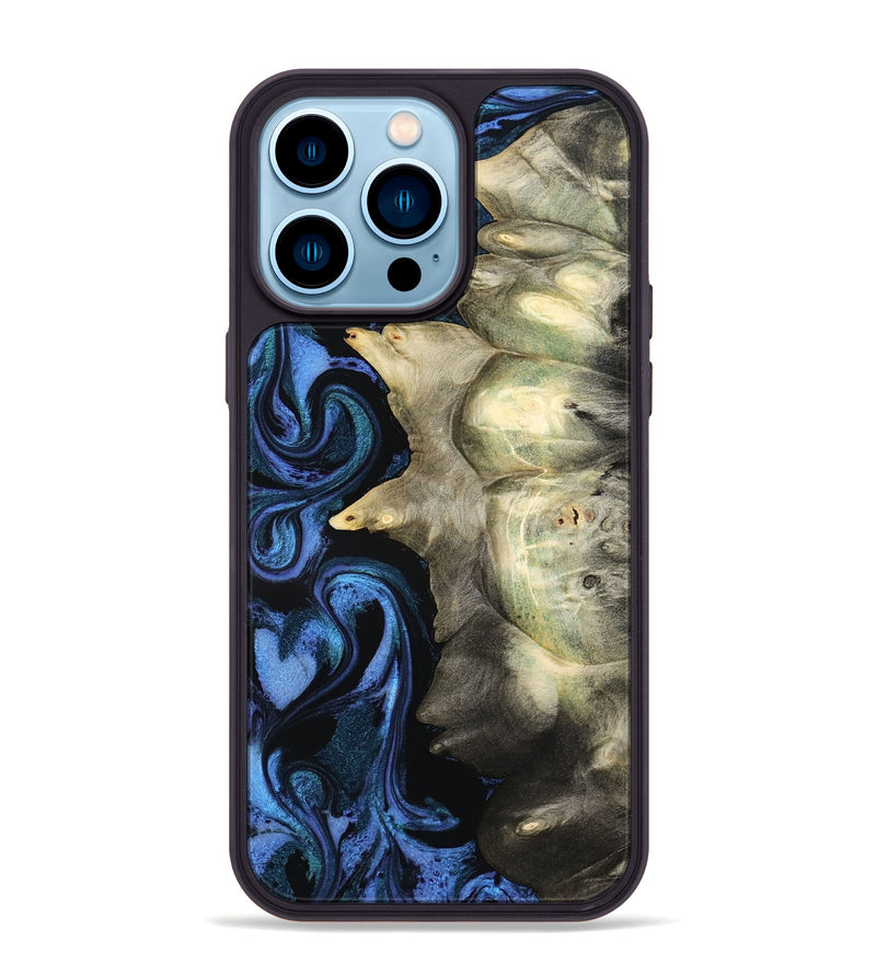 iPhone 14 Pro Max Wood Phone Case - Kristal (Blue, 801223)
