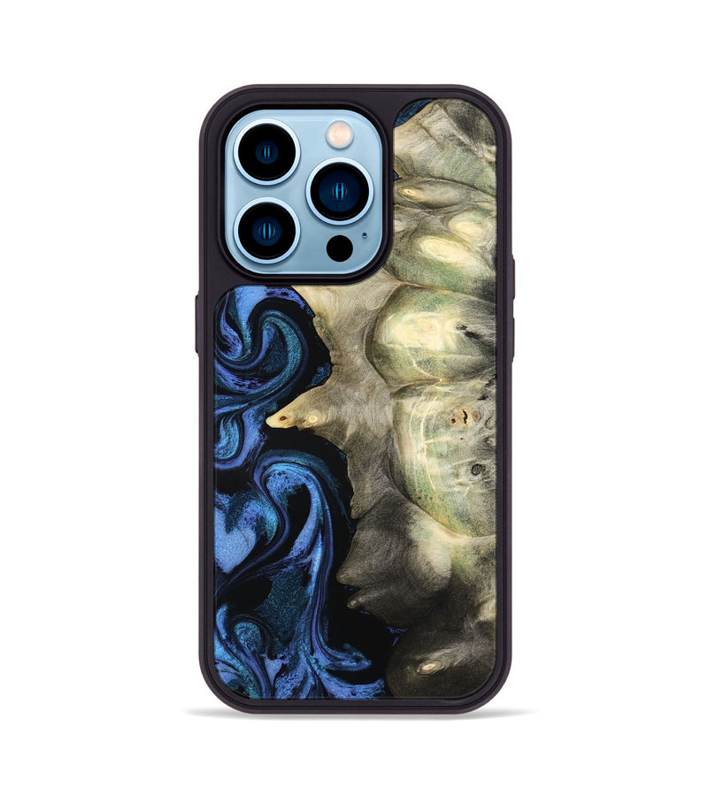 iPhone 14 Pro Wood Phone Case - Kristal (Blue, 801223)