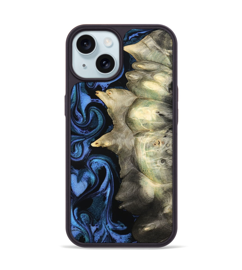 iPhone 15 Wood Phone Case - Kristal (Blue, 801223)
