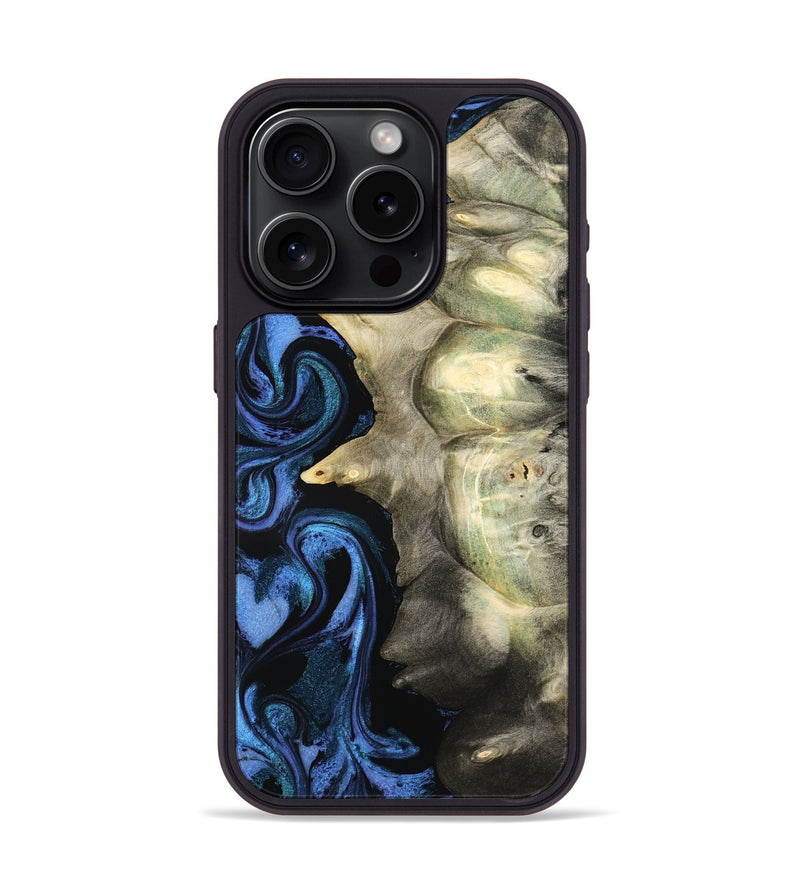 iPhone 15 Pro Wood Phone Case - Kristal (Blue, 801223)