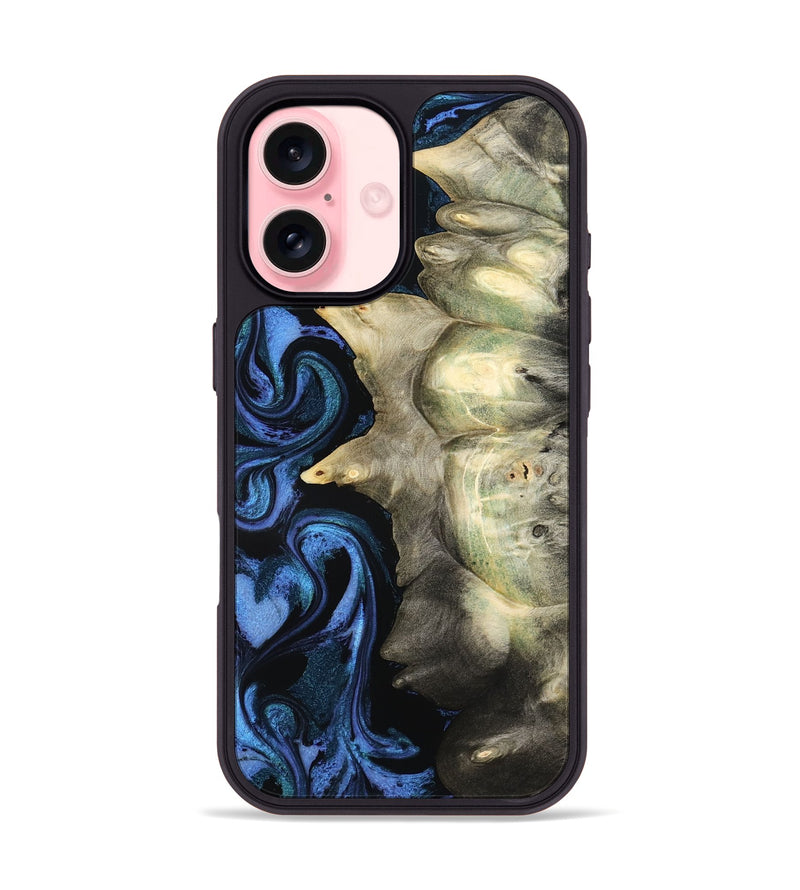 iPhone 16 Wood Phone Case - Kristal (Blue, 801223)