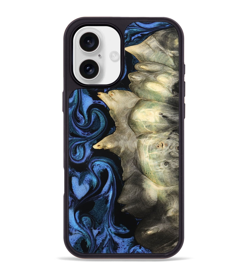 iPhone 16 Plus Wood Phone Case - Kristal (Blue, 801223)