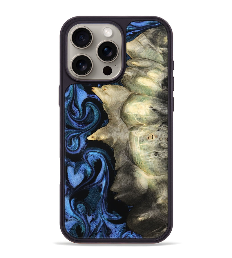 iPhone 16 Pro Max Wood Phone Case - Kristal (Blue, 801223)