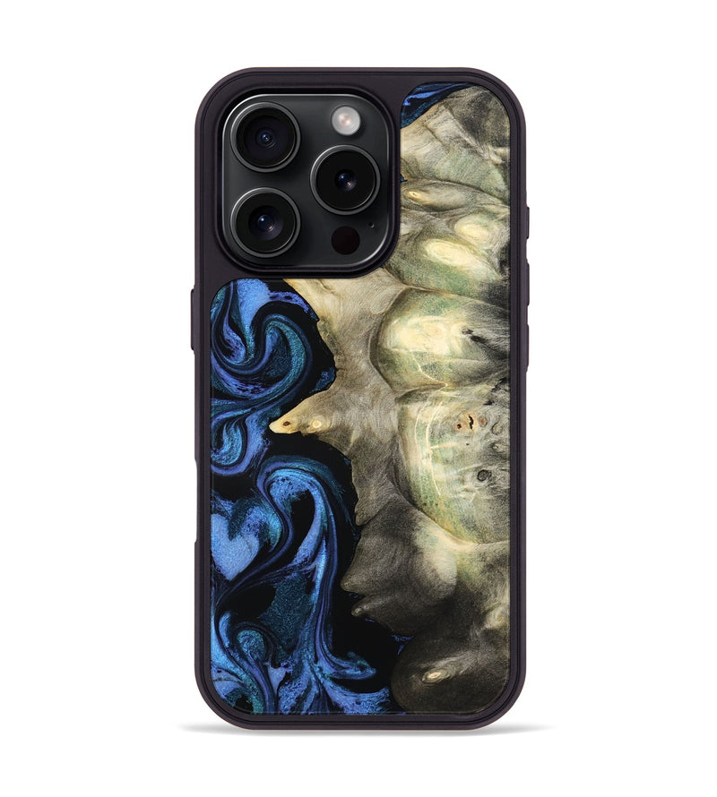iPhone 16 Pro Wood Phone Case - Kristal (Blue, 801223)