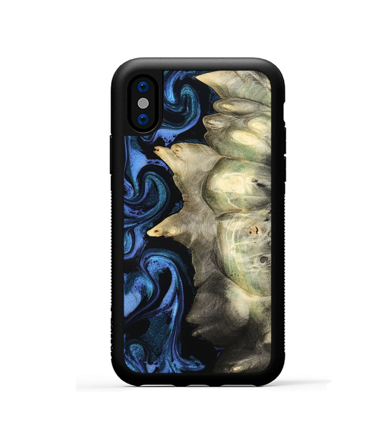 iPhone Xs Wood Phone Case - Kristal (Blue, 801223)