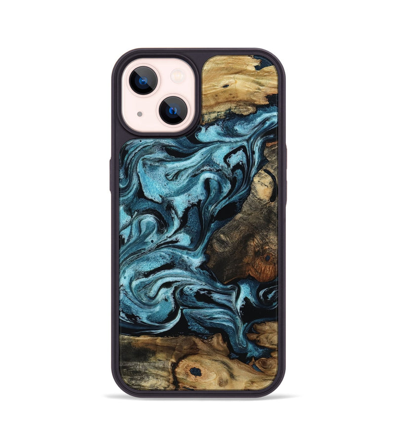 iPhone 14 Wood Phone Case - Cade (Blue, 801226)
